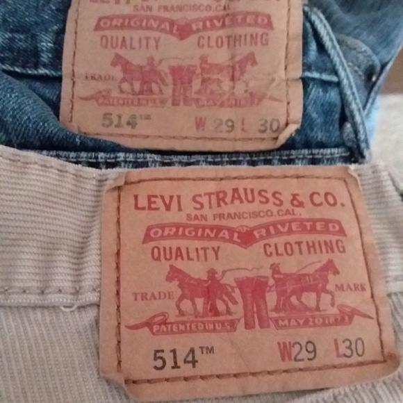Levi's Other - 2 Levis 514 Jeans Blue Denim  Beige Corduroy 29x30